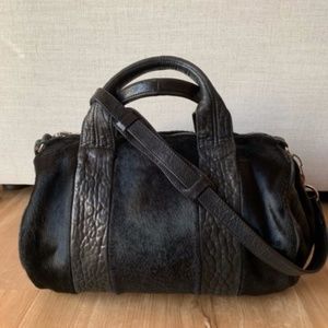 EUC Alexander Wang Black Fur Studded Rocco Purse Bag